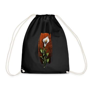 Tropical Charm: Calla Lily Flower - Drawstring Bag - black - Front