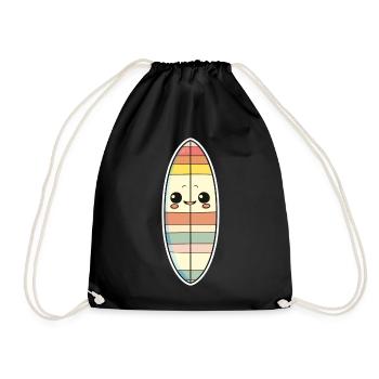 Surfbrett Comic Stil - Turnbeutel - Schwarz - Vorne