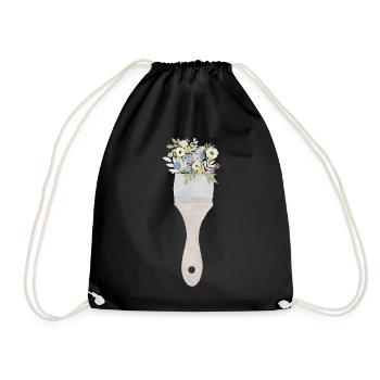 Pinsel-Blumenstrauß - Turnbeutel - Schwarz - Vorne