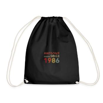 1986 Vintage-Retro-Geburtstagsgeschenk - Turnbeutel - Schwarz - Vorne