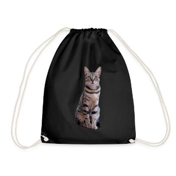 Katze Kätzchen Tigerkatze Katzenshirt Geschenk - Turnbeutel - Schwarz - Vorne