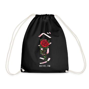 Berlin in Japanese with roses and cherry blossoms - Drawstring Bag - black - Front