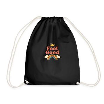 Retro Sun & Rainbow Design - Feel Good - Drawstring Bag - black - Front