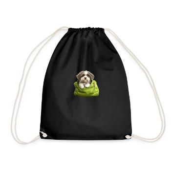 Sweet Companion – Fluffy Joy in a Green Bag - Turnbeutel - Schwarz - Vorne
