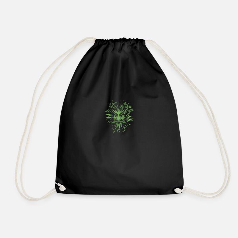 Celtic symbols Green man gift idea - Drawstring Bag - black