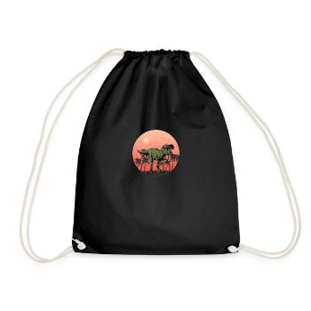 Samurai T Rex - Cooler Dino mit Samurai Schwert - Turnbeutel - Schwarz - Vorne