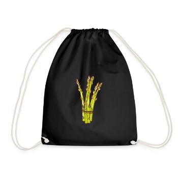 Retro vintage grunge style asparagus - Drawstring Bag - black - Front