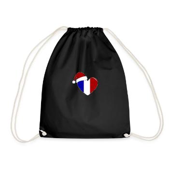 Drapeau de la France Coeur de Noël - Sac de sport léger - noir - Devant