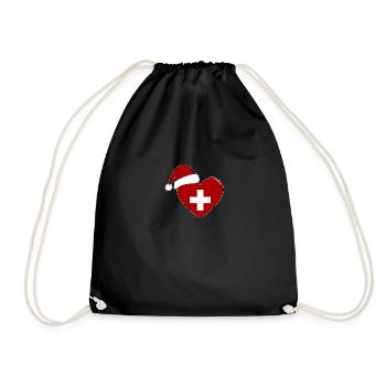 Coeur de Noël drapeau suisse - Sac de sport léger - noir - Devant