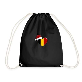 Belgien Flagge Weihnachten Herz - Turnbeutel - Schwarz - Vorne