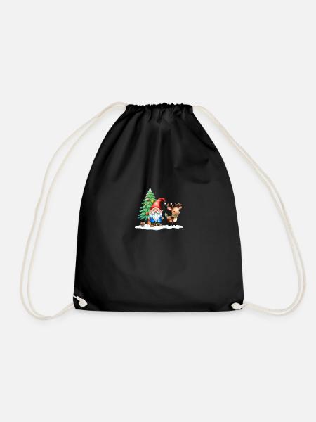 Wichtel Tomte at Christmas - Drawstring Bag - black