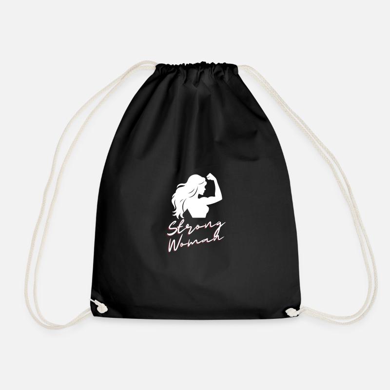 Strong Woman - Drawstring Bag - black
