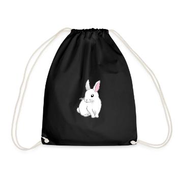weißer Hase sitzend - Turnbeutel - Schwarz - Vorne