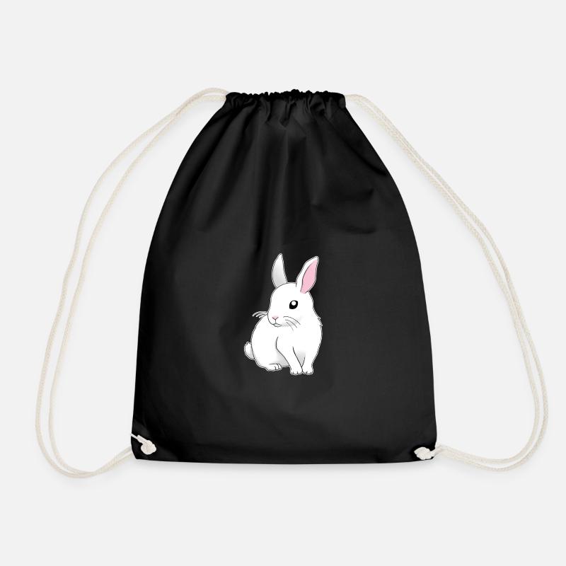 weißer Hase sitzend - Turnbeutel - Schwarz