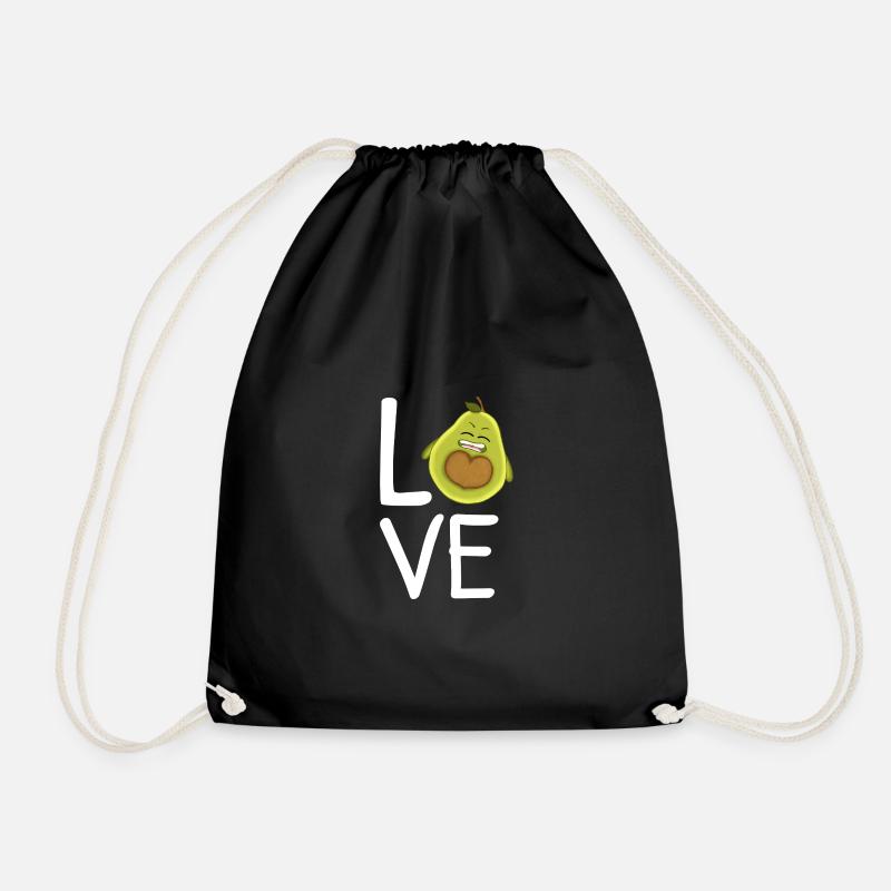 Love Avocado Cartoon Charakter - Turnbeutel - Schwarz