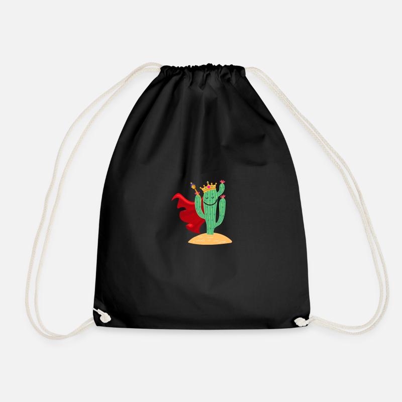 Cactus as king - Drawstring Bag - black