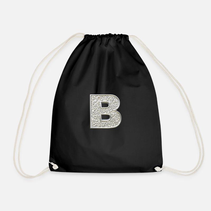 B, letter, letter B, initial, initial B, monogram, - Drawstring Bag - black