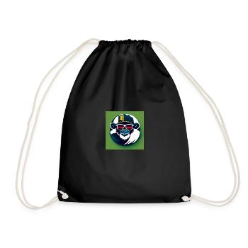 Hyper stylish chimpanzee with glasses and cap - Drawstring Bag - black - Front