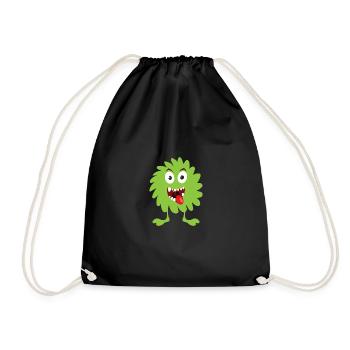Green Fluffy Monster - Drawstring Bag - black - Front