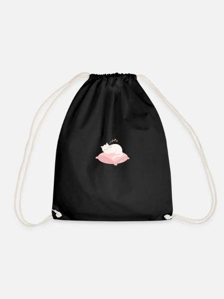 Sleeping Cat - Drawstring Bag - black