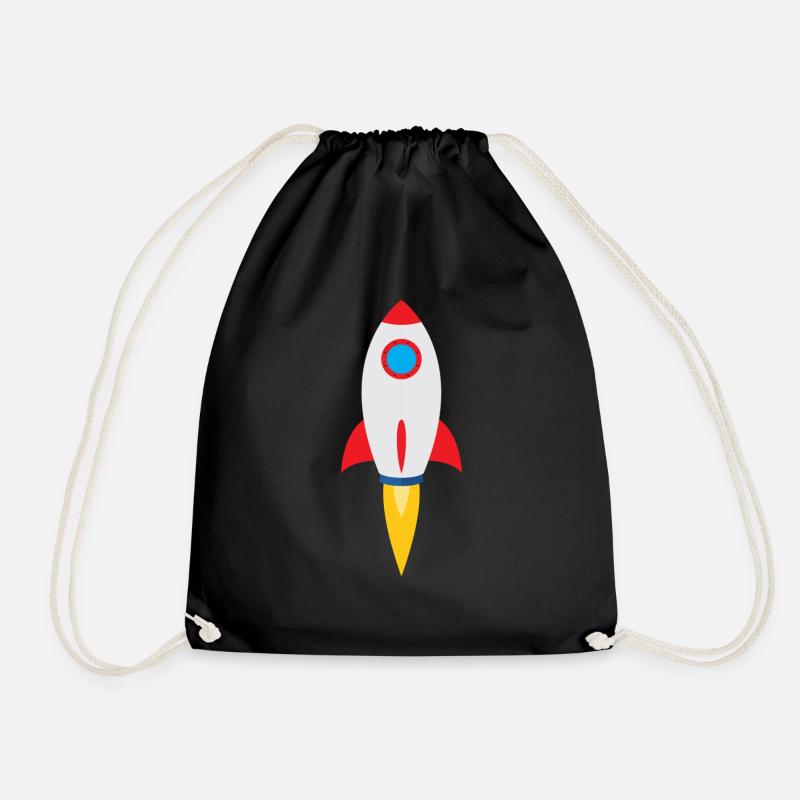 Rocket ship - Drawstring Bag - black