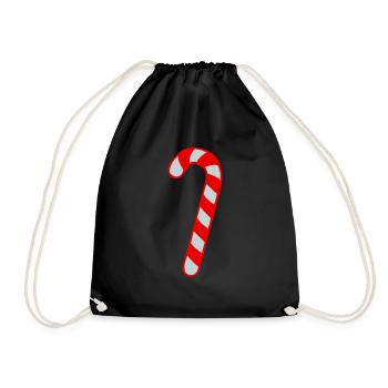 Candy Cane - Christmas - Drawstring Bag - black - Front