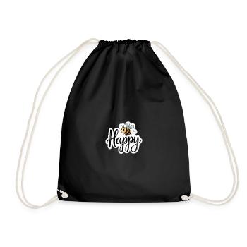 Abeille avec un sort chanceux dans le lettrage de la main être heureux - Sac de sport léger - noir - Devant
