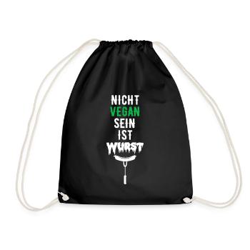 nicht vegans sein ist Wurst Geschenk - Turnbeutel - Schwarz - Vorne