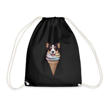 Border Collie comme glace gaufrée pour les amateurs de crème glacée - Sac de sport léger - noir - Devant
