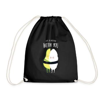 Life Is Better With You, Avocado Maki Love Couple - Drawstring Bag - black - Front
