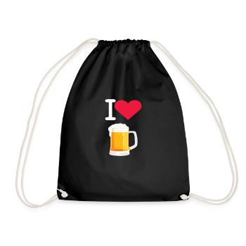 I Liebe Bier - Turnbeutel - Schwarz - Vorne
