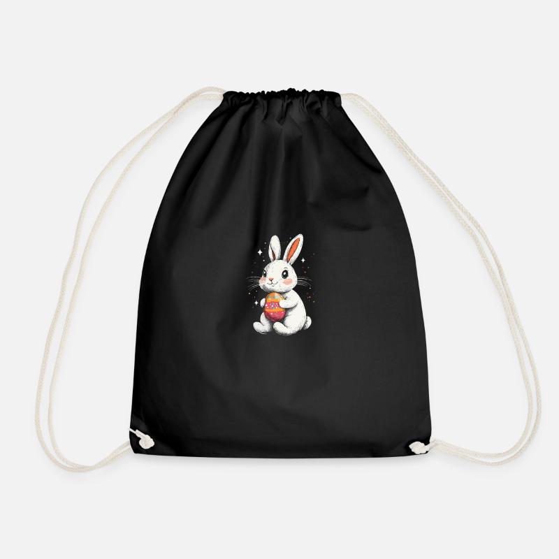 Osterhase mit Osterei Vintage - Turnbeutel - Schwarz