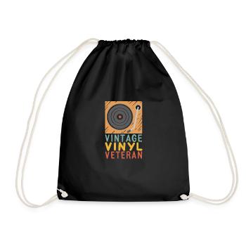 Vintage Vinyl Veteran - Turnbeutel - Schwarz - Vorne