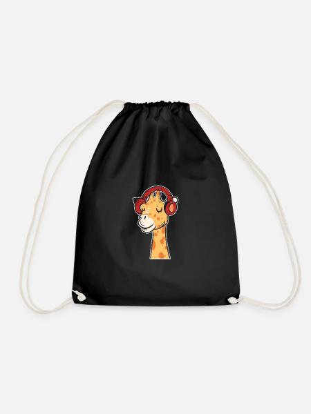 Giraffe Musik hören Musikliebhaber Geschenk - Turnbeutel - Schwarz