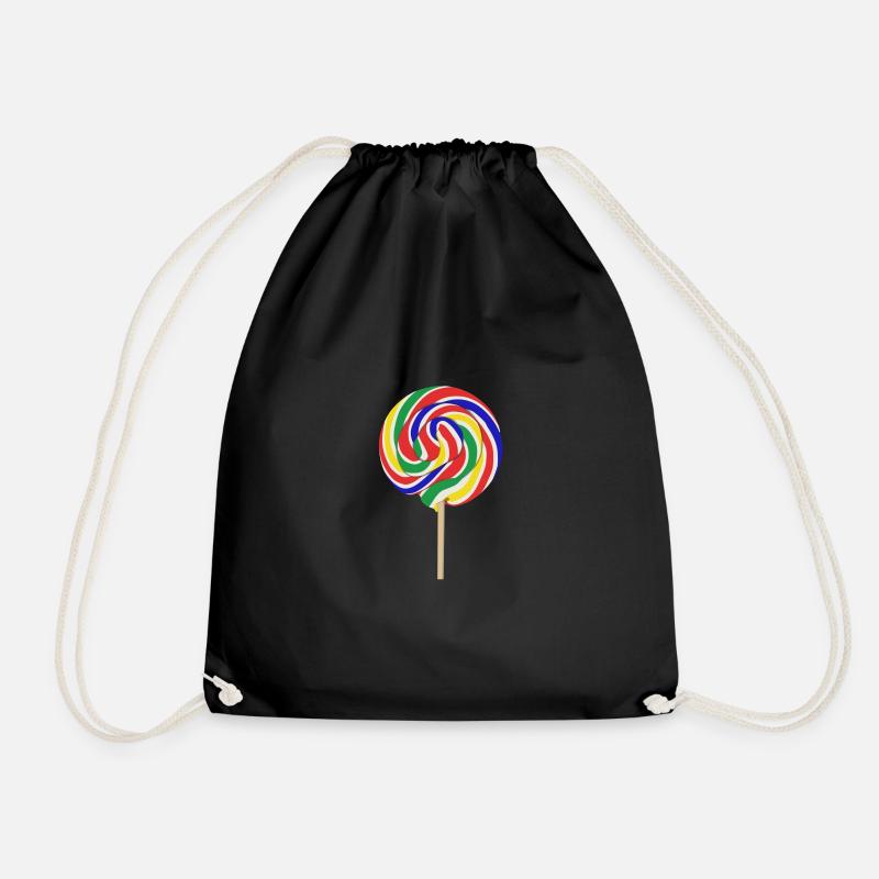 Bunter Lolli mit Stiel - Turnbeutel - Schwarz