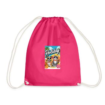 Hund und Katze machen Urlaub - Turnbeutel - Fuchsia - Vorne