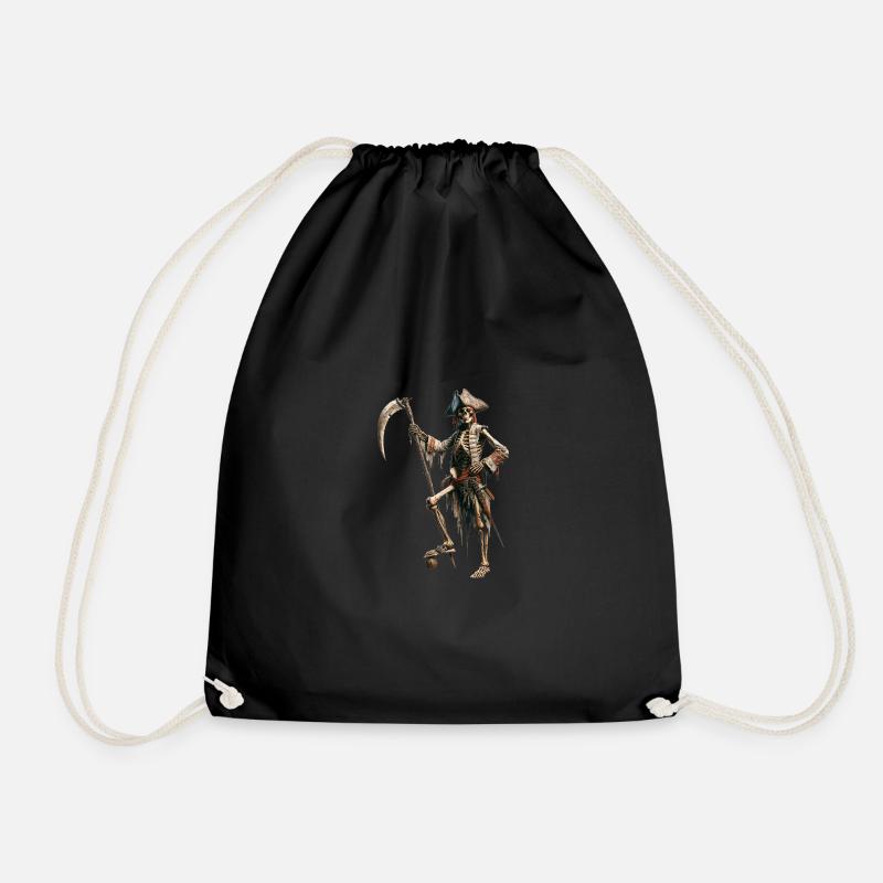 Bone Pirate with Scythe - Drawstring Bag - black
