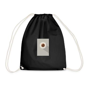 flach illustrierte Tasse Kaffee Geschenk modern - Turnbeutel - Schwarz - Vorne