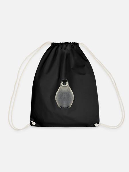 Penguins penguin seabird sea animal vertebrate - Drawstring Bag - black