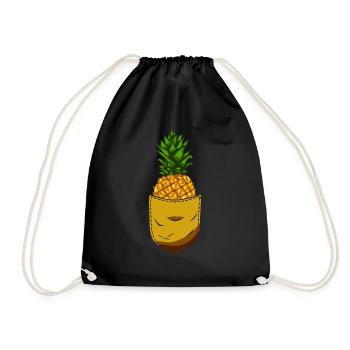 Summer Holiday Gift Fruit Tropical Pineapple - Drawstring Bag - black - Front