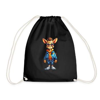 Dessin animé girafe mignon - Sac de sport léger - noir - Devant