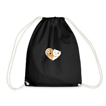 Katzenliebe und Hundeliebe - Turnbeutel - Schwarz - Vorne