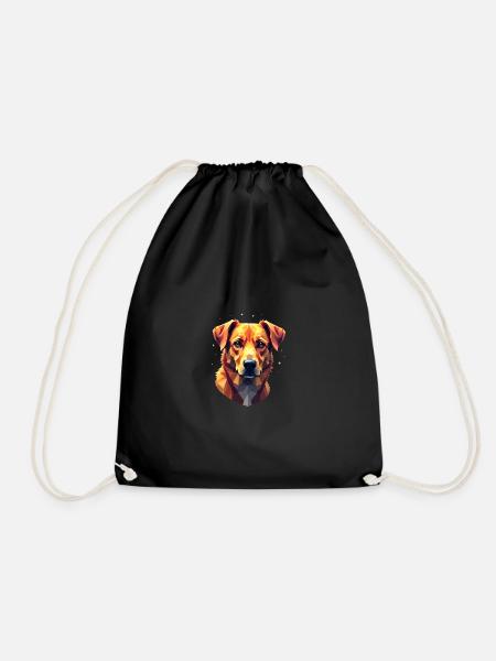 Geometrischer Hund – Abstraktes Kunstwerk - Turnbeutel - Schwarz