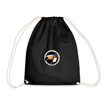 Toucan looking through round porthole - Drawstring Bag - black - Front