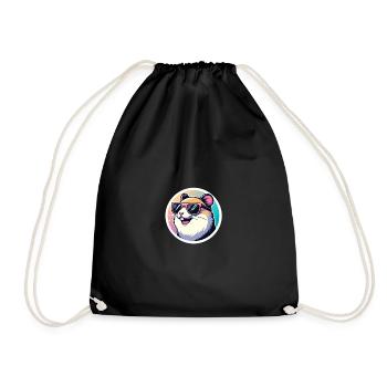 Hamster with sunglasses in pastel - Drawstring Bag - black - Front