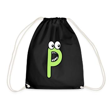 P - lettre P avec les yeux 👀 - Sac de sport léger - noir - Devant