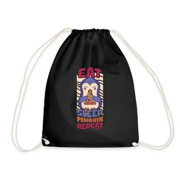 Eat Sleep Penguin Repeat - Drawstring Bag - black - Front