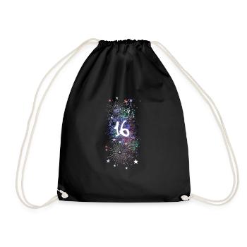 16,anniversaire,16 ans, feux d’artifice, graffiti - Sac de sport léger - noir - Devant