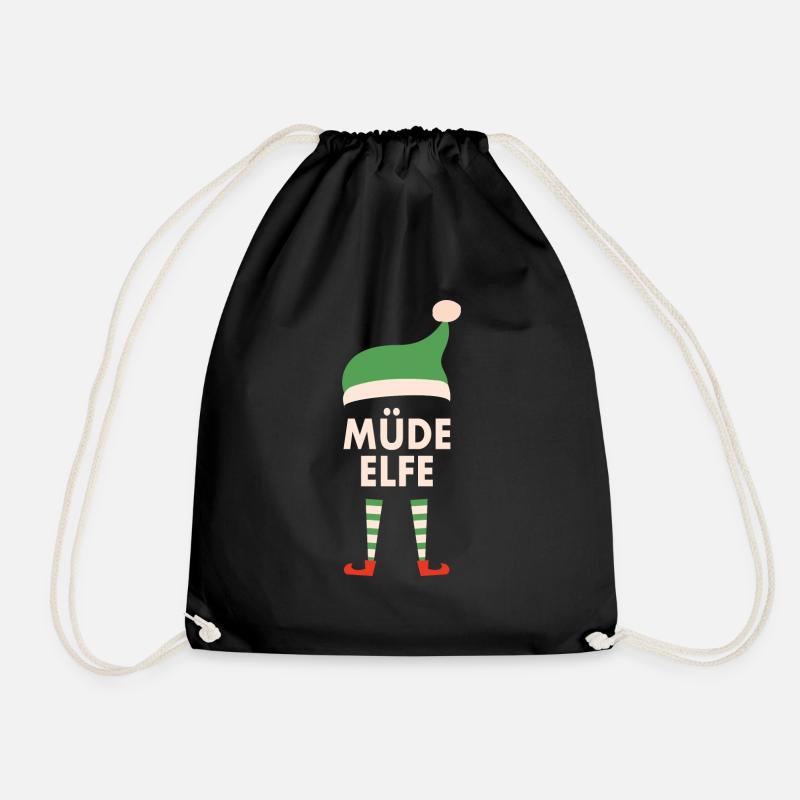 Weihnachten Müde Elfe Advent Geschenk - Turnbeutel - Schwarz