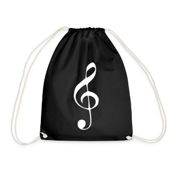 Music clef note note note white - Drawstring Bag - black - Front